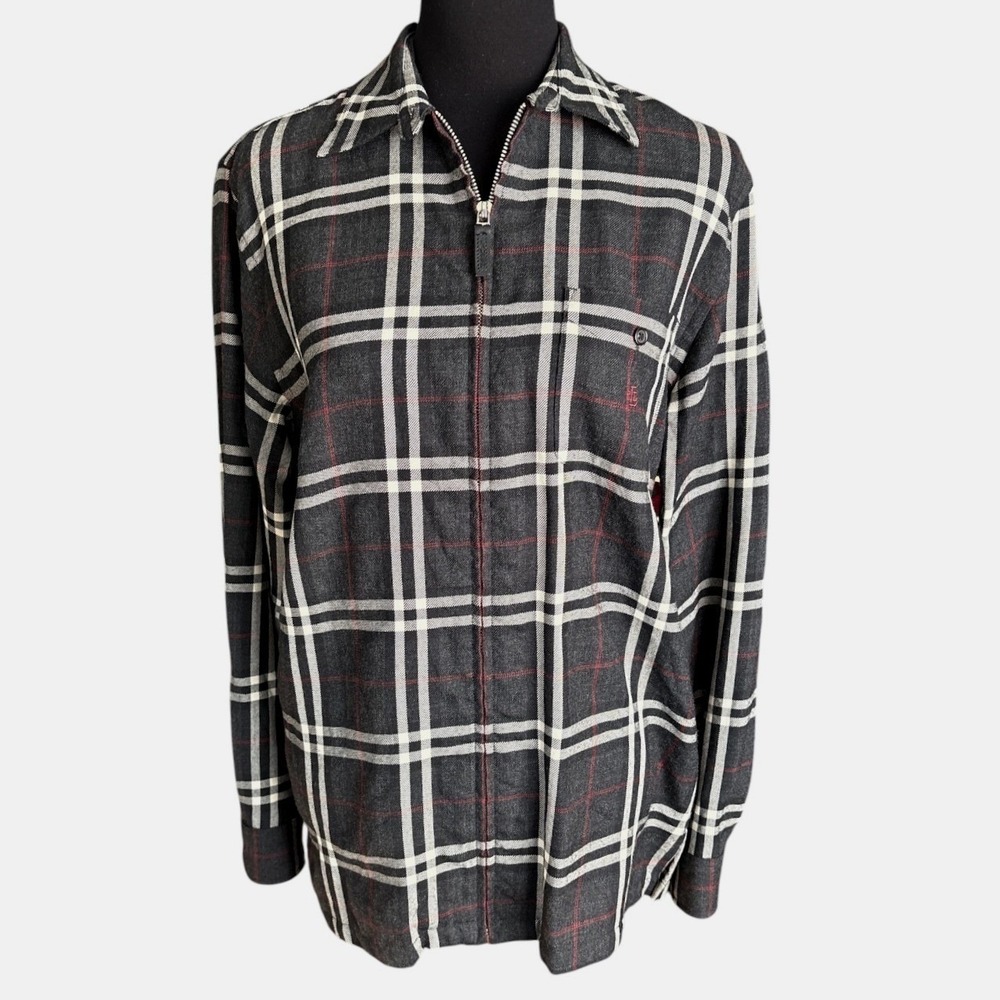 Lauren Ralph Lauren Wool Full Zip Black, Gray, & Red Tartan Plaid Shacket,Medium